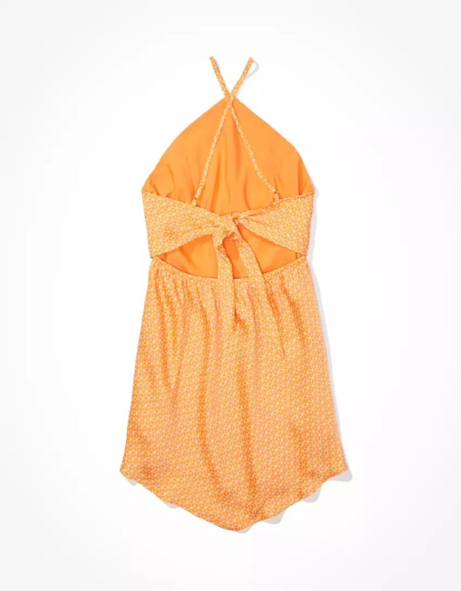 Mini Robe American Eagle AE Silky Halter Orange Femme | XLG-19086520